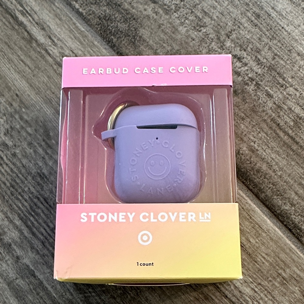 Stoney Clover Lane Purple Silicone Earbud Case with Gold Keyring